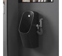 MESCXTY Orinatoio a Parete con sensore Automatico di Scarico, per Uomo, con Rubinetto, a Prova di perdite notturne, per Bagno, Hotel, Garage, Bar, Esterni, Toilette pubblica (Nero)