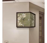 MESCXTY Orologio da Parete angolare con Striscia Luminosa, Dipinto Decorativo, Orologio Quadrato in Stile retrò, Adatto per Soggiorno (Verde, 11,8 Pollici)