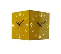 MESCXTY Orologio da Parete angolare in Ferro battuto, Orologio con luci Intelligenti a Controllo vocale, Decorativo Adatto per Soggiorno, Camera da Letto (Giallo)