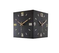 MESCXTY Orologio da Parete angolare in Ferro battuto, Orologio con luci Intelligenti a Controllo vocale, Decorativo Adatto per Soggiorno, Camera da Letto (Nero)