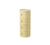 MESCXTY Round Plastic Bedside Table, 2/3/4 Tier Nightstand Storage Unit Chest with Sliding Door, Modular Side End Table Modern Cabinet for Bedroom, Living Room(32x76cm(13x30inch), Yellow)