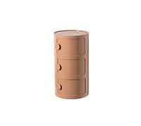 MESCXTY Round Plastic Bedside Table, 2/3/4 Tier Nightstand Storage Unit Chest with Sliding Door, Modular Side End Table Modern Cabinet for Bedroom, Living Room(32x58cm(13x23inch), Orange)