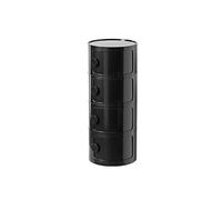 MESCXTY Round Plastic Bedside Table, 2/3/4 Tier Nightstand Storage Unit Chest with Sliding Door, Modular Side End Table Modern Cabinet for Bedroom, Living Room(32x76cm(13x30inch), Black)