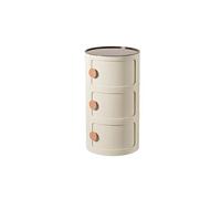 MESCXTY Round Plastic Bedside Table, 2/3/4 Tier Nightstand Storage Unit Chest with Sliding Door, Modular Side End Table Modern Cabinet for Bedroom, Living Room(32x58cm(13x23inch), Beige)