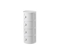 MESCXTY Round Plastic Bedside Table, 2/3/4 Tier Nightstand Storage Unit Chest with Sliding Door, Modular Side End Table Modern Cabinet for Bedroom, Living Room(32x76cm(13x30inch), White)