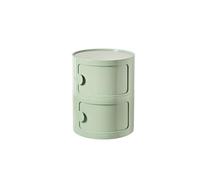 MESCXTY Round Plastic Bedside Table, 2/3/4 Tier Nightstand Storage Unit Chest with Sliding Door, Modular Side End Table Modern Cabinet for Bedroom, Living Room(32x40cm(13x16inch), Green)