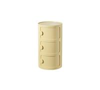 MESCXTY Round Plastic Bedside Table, 2/3/4 Tier Nightstand Storage Unit Chest with Sliding Door, Modular Side End Table Modern Cabinet for Bedroom, Living Room(32x58cm(13x23inch), Yellow)
