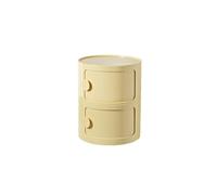 MESCXTY Round Plastic Bedside Table, 2/3/4 Tier Nightstand Storage Unit Chest with Sliding Door, Modular Side End Table Modern Cabinet for Bedroom, Living Room(32x40cm(13x16inch), Yellow)