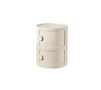 MESCXTY Round Plastic Bedside Table, 2/3/4 Tier Nightstand Storage Unit Chest with Sliding Door, Modular Side End Table Modern Cabinet for Bedroom, Living Room(32x40cm(13x16inch), Beige1)