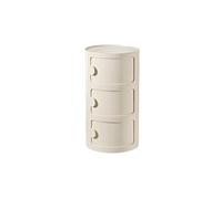 MESCXTY Round Plastic Bedside Table, 2/3/4 Tier Nightstand Storage Unit Chest with Sliding Door, Modular Side End Table Modern Cabinet for Bedroom, Living Room(32x58cm(13x23inch), Beige1)