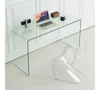 MESCXTY Scrivania per Computer in Vetro temperato, Moderna scrivania da Studio con Gambe a Slitta per spazi, Soggiorno, Ufficio e Camera da Letto - 51" L x 19,5" P 29,5" H, Bianco