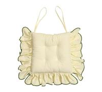 MESCXTY Set di 2/4/6 Cuscini per sedie con Volant per sedie da Pranzo, 16 x in Cuscino in Tessuto di Cotone con Lacci Antiscivolo Morbido Sedile Vintage Cucina Fattoria (Beige, 6 Pezzi)