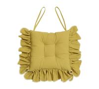 MESCXTY Set di 2/4/6 Cuscini per sedie con Volant per sedie da Pranzo, 16 x in Cuscino in Tessuto di Cotone con Lacci Antiscivolo Morbido Sedile Vintage Cucina Fattoria (Giallo, 6 Pezzi)