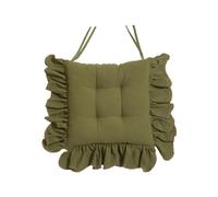 MESCXTY Set di 2/4/6 Cuscini per sedie con Volant per sedie da Pranzo, 16 x in Cuscino in Tessuto di Cotone con Lacci Antiscivolo Morbido Sedile Vintage Cucina Fattoria (Verde, 4 Pezzi)