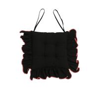 MESCXTY Set di 2/4/6 Cuscini per sedie con Volant per sedie da Pranzo, 16 x in Cuscino in Tessuto di Cotone con Lacci Antiscivolo Morbido Sedile Vintage Cucina Fattoria (Nero, 4 Pezzi)