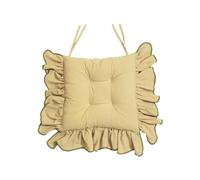MESCXTY Set di 2/4/6 Cuscini per sedie con Volant per sedie da Pranzo, 16 x in Cuscino in Tessuto di Cotone con Lacci Antiscivolo Morbido Sedile Vintage Cucina Fattoria (Cachi, 4 Pezzi)