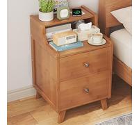 MESCXTY Smart Nightstand with Wireless Charging, Modern Bedside Tables Bamboo Cabinet Dual Drawers & Shelf, End Side Table for Bedroom Living Room (35x36x50cm(14x14x20inch), Brown1)