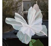 MESCXTY Squisita Farfalla in Filato di Seta - Grande Decorazione da Parete da 50 cm/19,7 Pollici per Matrimoni, Feste e Decorazioni per la casa (Colore: Bianco, Dimensioni: 2 Pezzi)