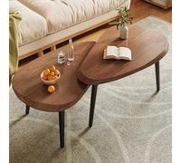MESCXTY Tavolino da caffè Irregolare, Set di tavolini impilabili in Legno Moderno, tavolini da tè Asimmetrici per la casa (Set di 2) per Soggiorno, Appartamento, Camera da Letto (Marrone)