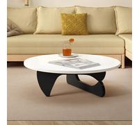 MESCXTY Tavolino da caffè Rotondo in Legno massello, tavolino da Centro Rustico in Stile Fattoria con Base Nera, Divano Moderno in Legno Naturale per Soggiorno (80 cm/31 Pollici, A)