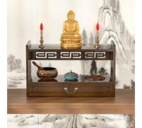 MESCXTY Tavolo da Meditazione in bambù, Altare Personale Ideale per pratiche spirituali e Decorazioni (Colore Noce, 27,2 * 9,8 11 Pollici)