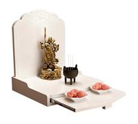 MESCXTY Tempio Pooja con Pannello Retrattile, in Legno per la casa, ferramenta, mobiletto salvaspazio, Tempio a Parete per la casa, Intaglio del Tavolo dell'altare