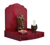MESCXTY Tempio Pooja con Pannello Retrattile, in Legno per la casa, ferramenta, mobiletto salvaspazio, Tempio a Parete per la casa, Intaglio del Tavolo dell'altare