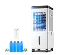 MESCXTY Ventilatore con Funzione di Raffreddamento ad Acqua e Telecomando | 3 velocità, capacità di Raffreddamento 15 l/h, Timer 7,5 Ore, per Soggiorno e Camera da Letto.