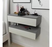 MESCXTY Wall Mounted Nightstand Sets of 2,Floating Nightstands with Drawers,Wood Floating Bedside Tables,Modern Drawers Side Table for Bedroom Bathroom Night Stands(15.7in, Silver)