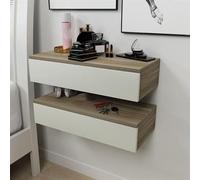 MESCXTY Wall Mounted Nightstand Sets of 2,Floating Nightstands with Drawers,Wood Floating Bedside Tables,Modern Drawers Side Table for Bedroom Bathroom Night Stands(15.7in, Brown)