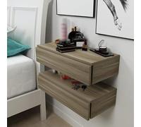 MESCXTY Wall Mounted Nightstand Sets of 2,Floating Nightstands with Drawers,Wood Floating Bedside Tables,Modern Drawers Side Table for Bedroom Bathroom Night Stands(23.6in, Natural)