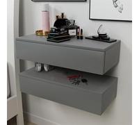 MESCXTY Wall Mounted Nightstand Sets of 2,Floating Nightstands with Drawers,Wood Floating Bedside Tables,Modern Drawers Side Table for Bedroom Bathroom Night Stands(15.7in, Grey)