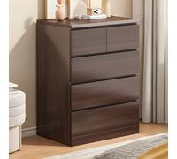 MESCXTY Wood Nightstand with Drawer Chest of Drawers Bedroom Bedside Storage Cabinet LivingRoom Wall Dark Walnut 5 1 Piece 24" L x 16" W 35" H