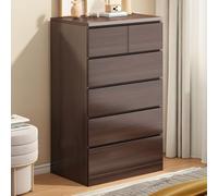 MESCXTY Wood Nightstand with Drawer Chest of Drawers Bedroom Bedside Storage Cabinet LivingRoom Wall Dark Walnut 6 1 Piece 24" L x 16" W 43" H