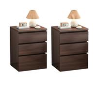 MESCXTY Wood Nightstand with Drawer Chest of Drawers Bedroom Bedside Storage Cabinet LivingRoom Wall Dark Walnut 3 2 Pieces Set 18" L x 14" W 24" H