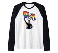 Mese dei Diritti della Bandiera Arcobaleno Gay LGBTQ Pride L'Amore è Amore Maglia con Maniche Raglan