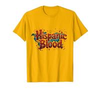 Mese del Patrimonio ispanico Uomini Hispanic Blood Pride Maglietta, Uomo, Oro Brillante, L