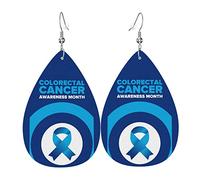 Mese della consapevolezza del cancro colorettale Nastro blu 2023 Orecchini Orecchino a goccia in ecopelle Ciondolo leggero per donne Ragazze