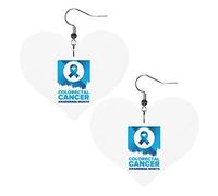 Mese della consapevolezza del cancro del colon-retto Orecchini in pelle con nastro blu per le donne Orecchini pendenti con ciondolo a forma di cuore con gancio Regali per ragazza adulta