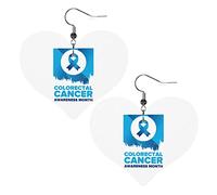 Mese della consapevolezza del cancro del colon-retto Orecchini in pelle con nastro blu per le donne Orecchini pendenti con ciondolo a forma di cuore con gancio Regali per ragazza adulta