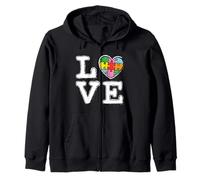 Mese della Consapevolezza dell'Autismo Amore Accetta Felpa con Cappuccio