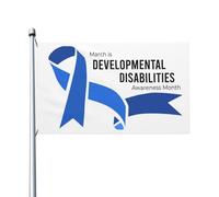 Mese della consapevolezza sulle disabilità dello sviluppo, bandiera decorativa da 3 x 5 piedi, bandiera bifacciale per esterni/interni, nera