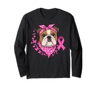 Mese della sensibilizzazione del Cane del Nastro del Cancro al Seno del Bulldog Inglese Maglia a Manica