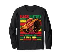 Mese della Storia Nera 24/7/365 Afro Woman Pride African Maglia a Manica