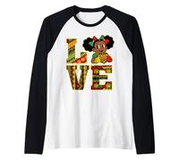 Mese della Storia Nera Amore Ragazza Africana Orgoglio Afro Maglia con Maniche Raglan