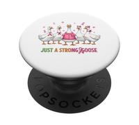Mese di sensibilizzazione dell'oca forte del nastro rosa del cancro al seno divertente PopSockets PopGrip Adesivo