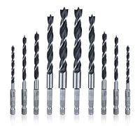 Mesee 2 set di 5 punte per legno elicoidali in HSS da 6,35 mm, asta esagonale, punta per legno 4 mm/ 5 mm/ 6 mm/ 8 mm/ 10 mm trapano a torsione per trapano in metallo plastica legno