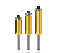 Mesee 3Pcs 8mm Fresa Legno per Rifilare con Cuscinetto, 4 Flauto Fresa a Taglienti Diritti per Rifilare Punte per Spigoli e Scanalature Strumento di Taglio Lavorazione del Legno (Giallo)
