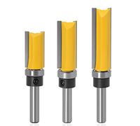 Mesee 3Pcs Fresa a Taglienti Diritti per Rifilare con Cuscinetto, 8mm Gambo Frese per Rifilare Punte Fresa a Copiare Frese per Scanalatura Doppia per Tagliare il Legno