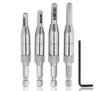 Mesee 4 punte per trapano a cerniera autocentrante, set di punte di centraggio HSS, set di punte di centraggio autocentranti, lavorazione del legno, punte regolabili per finestre con chiave a brugola